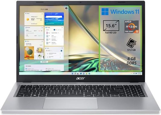 Acer Aspire 3 15.6" – Ryzen 5, 8GB RAM, 512GB SSD