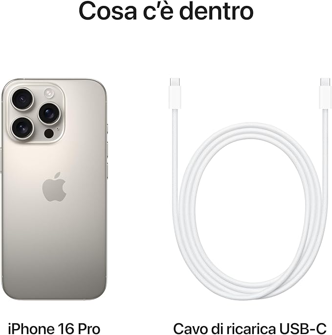 iPhone 16 pro Telefono 5G con Controllo fotocamera, Dolby Vision 4K a 120 fps; Titanio Naturale