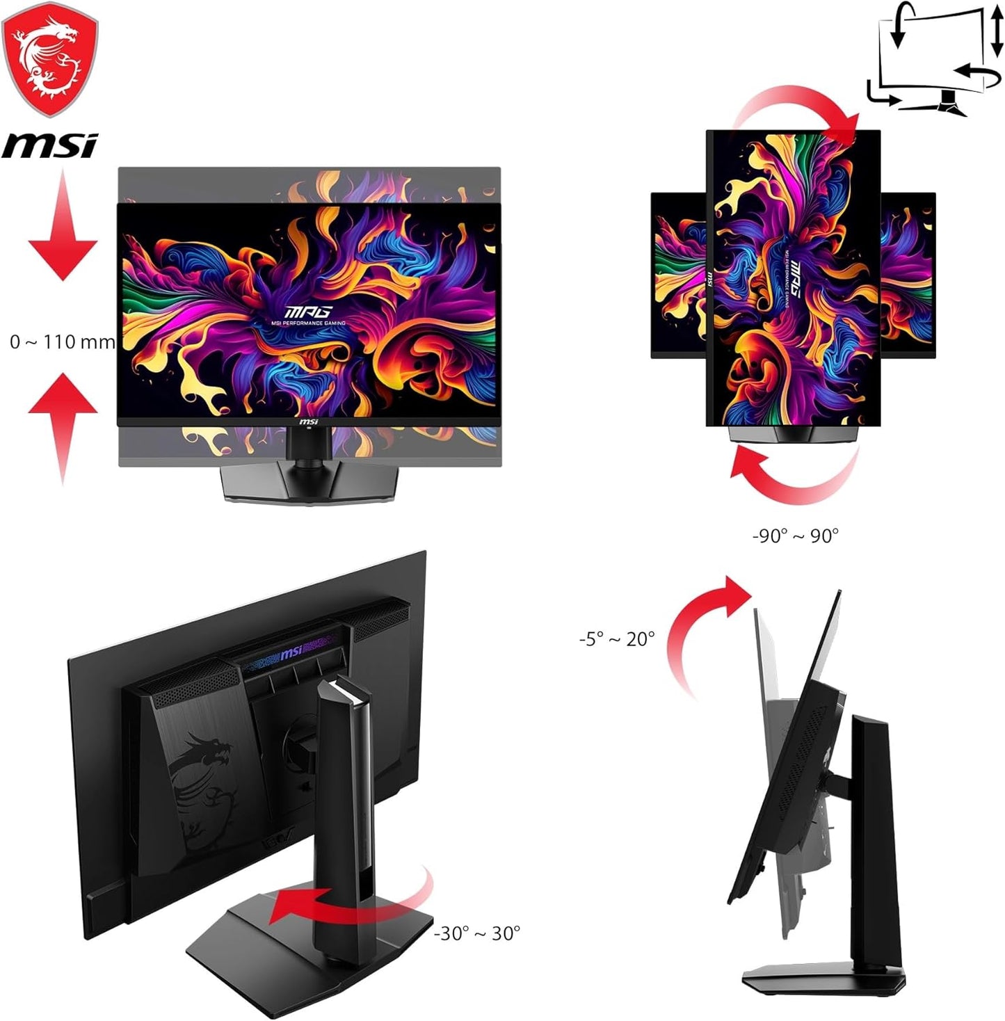 MSI MPG271QRX QD-OLED – Monitor Gaming 26,5" WQHD 360Hz, Quantum Dot OLED 10-bit, 0,03ms