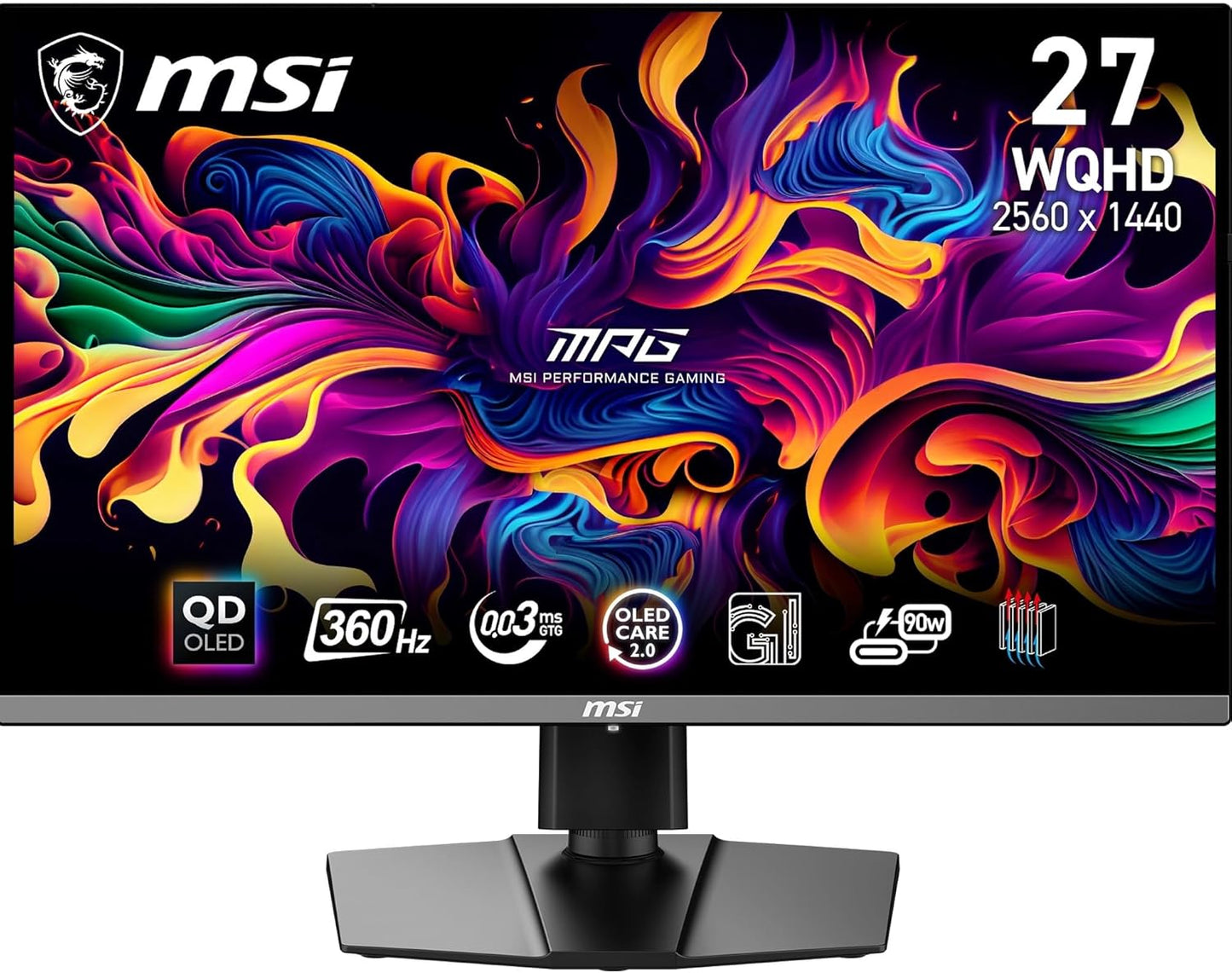 MSI MPG271QRX QD-OLED – Monitor Gaming 26,5" WQHD 360Hz, Quantum Dot OLED 10-bit, 0,03ms