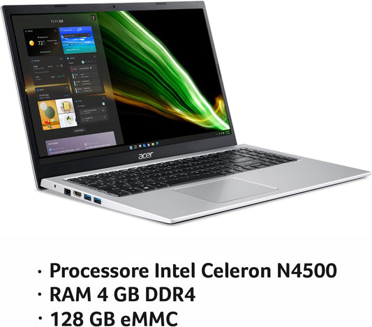 Acer Notebook Aspire 1 A115-32-C56R, Intel Celeron 4500,  4GB/128GB 15,6" FHD, Windows 11 Home Silver