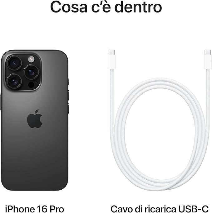 iPhone 16 Pro Telefono 5G con Controllo fotocamera, Dolby Vision 4K a 120 fps; Titanio Nero