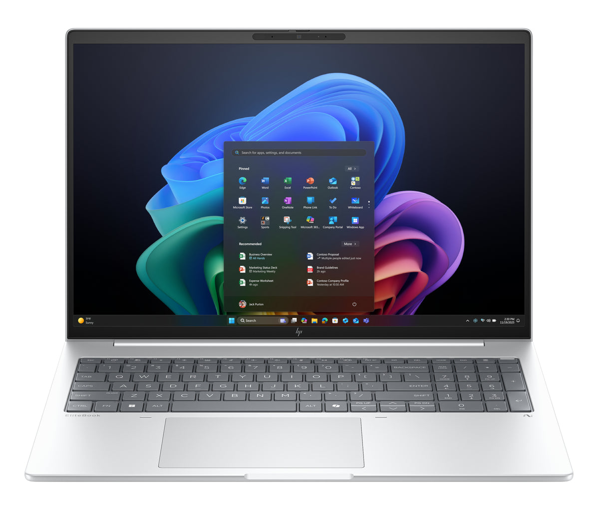 HP EliteBook 8 G1i 16" 5G Core Ultra 7 256V – vista frontale