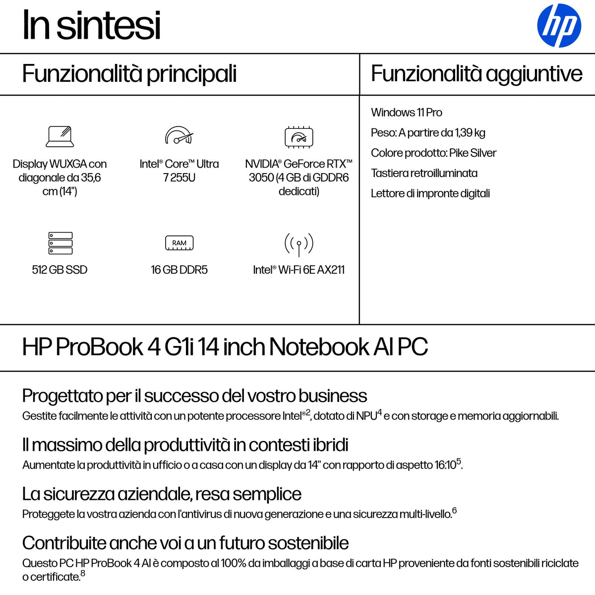 HP ProBook 4 G1i 14" Core Ultra 7 255U – dettaglio