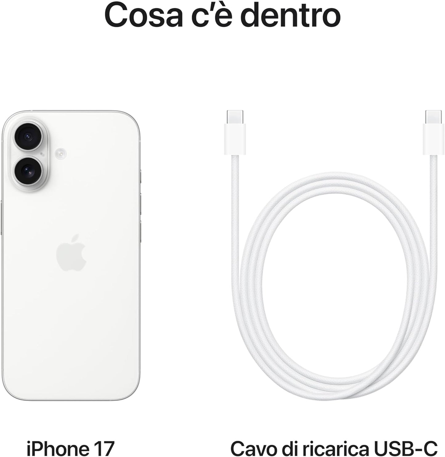 iPhone 17 (6,1") – Chip A19, Design Unibody, Fotocamera 48MP Bianco