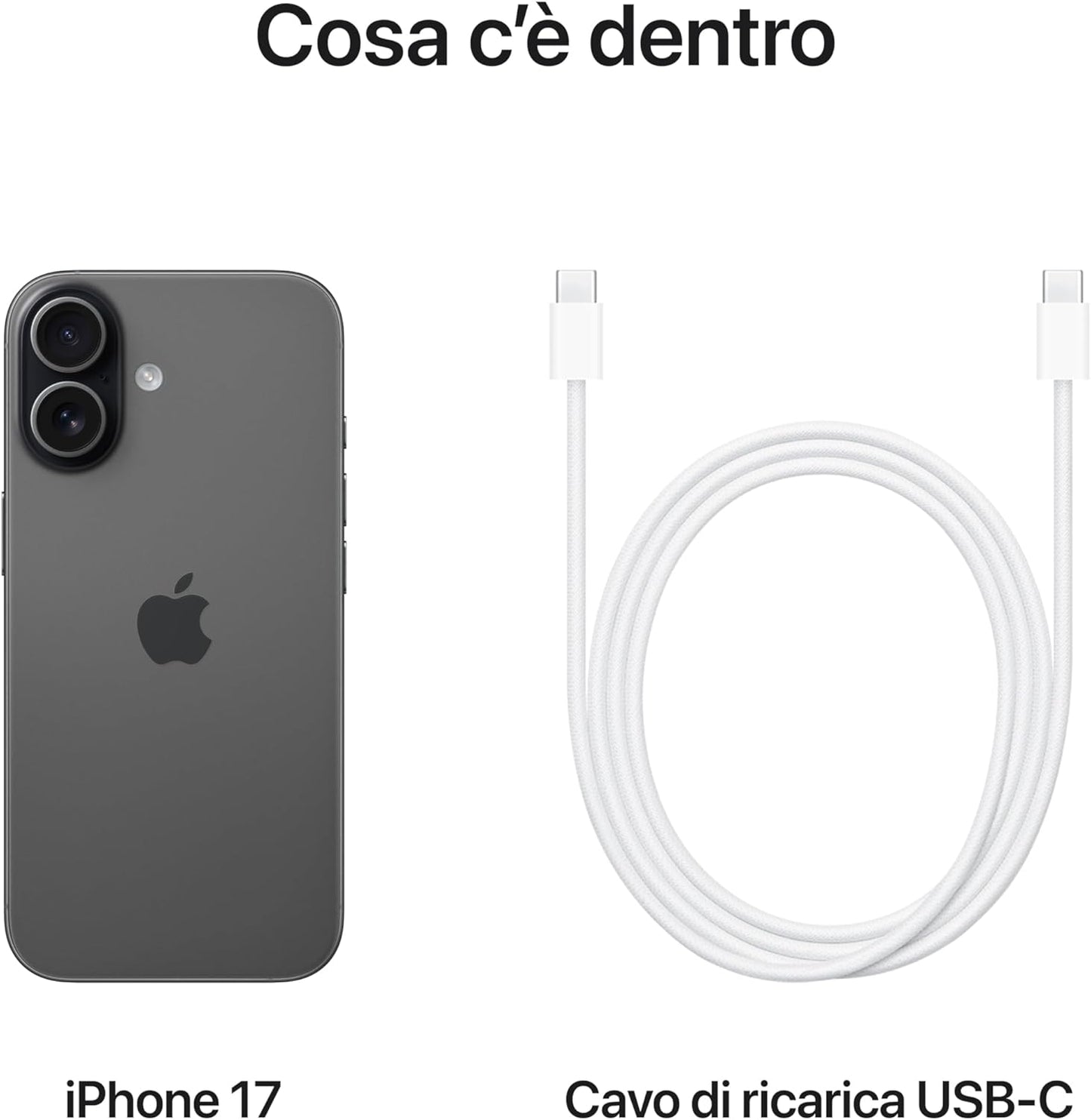 iPhone 17 (6,1") – Chip A19, Design Unibody, Fotocamera 48MP Nero