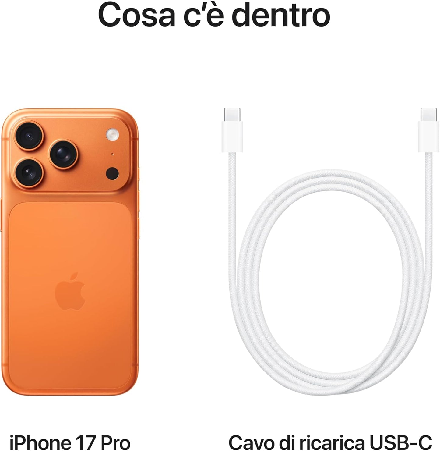 iPhone 17 Pro (6,3") – Chip A19 Pro, Design Unibody, Fotocamere 48MP Cosmic Orange