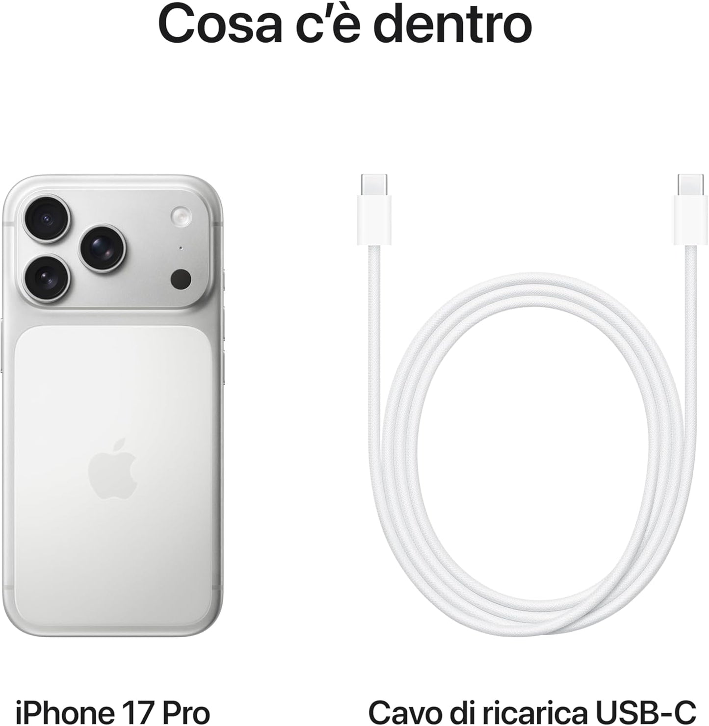 iPhone 17 Pro (6,3") – Chip A19 Pro, Design Unibody, Fotocamere 48MP Silver