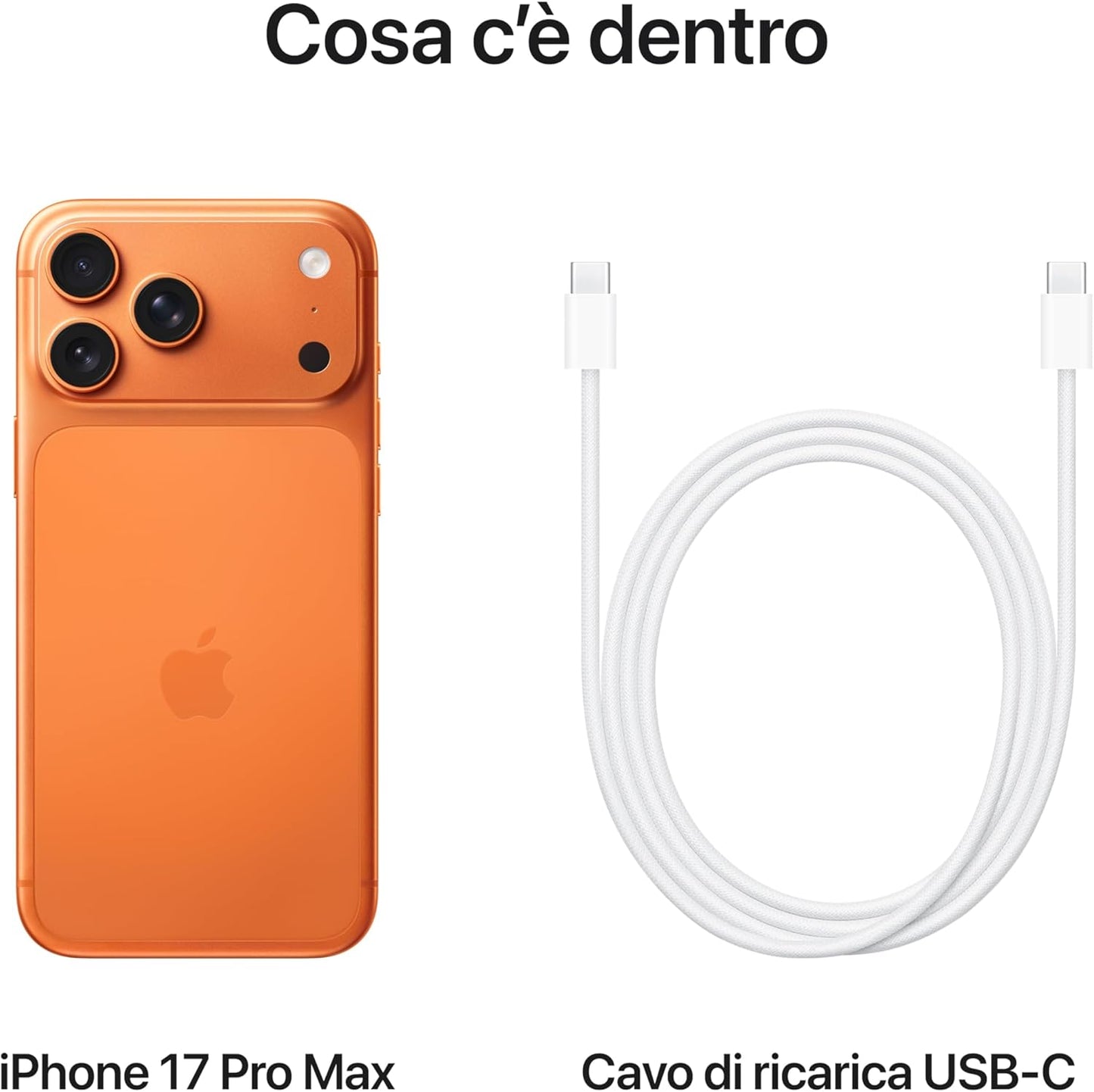iPhone 17 Pro Max (6,9") – Chip A19 Pro, Fotocamere 48MP, Design Unibody in Alluminio Cosmic Orange