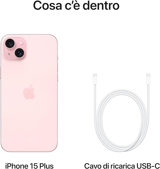 Apple iPhone 15 Plus Smartphone 5G con chip A16, Fotocamera Avanzata– Rosa [Versione italiana]